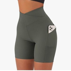 Green Crossover Biker Shorts